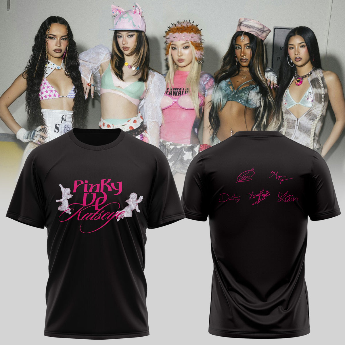 Katseye Merch Pinky Up Signatures T-Shirt Presents For Kpop Music Lovers - Foxy23shop