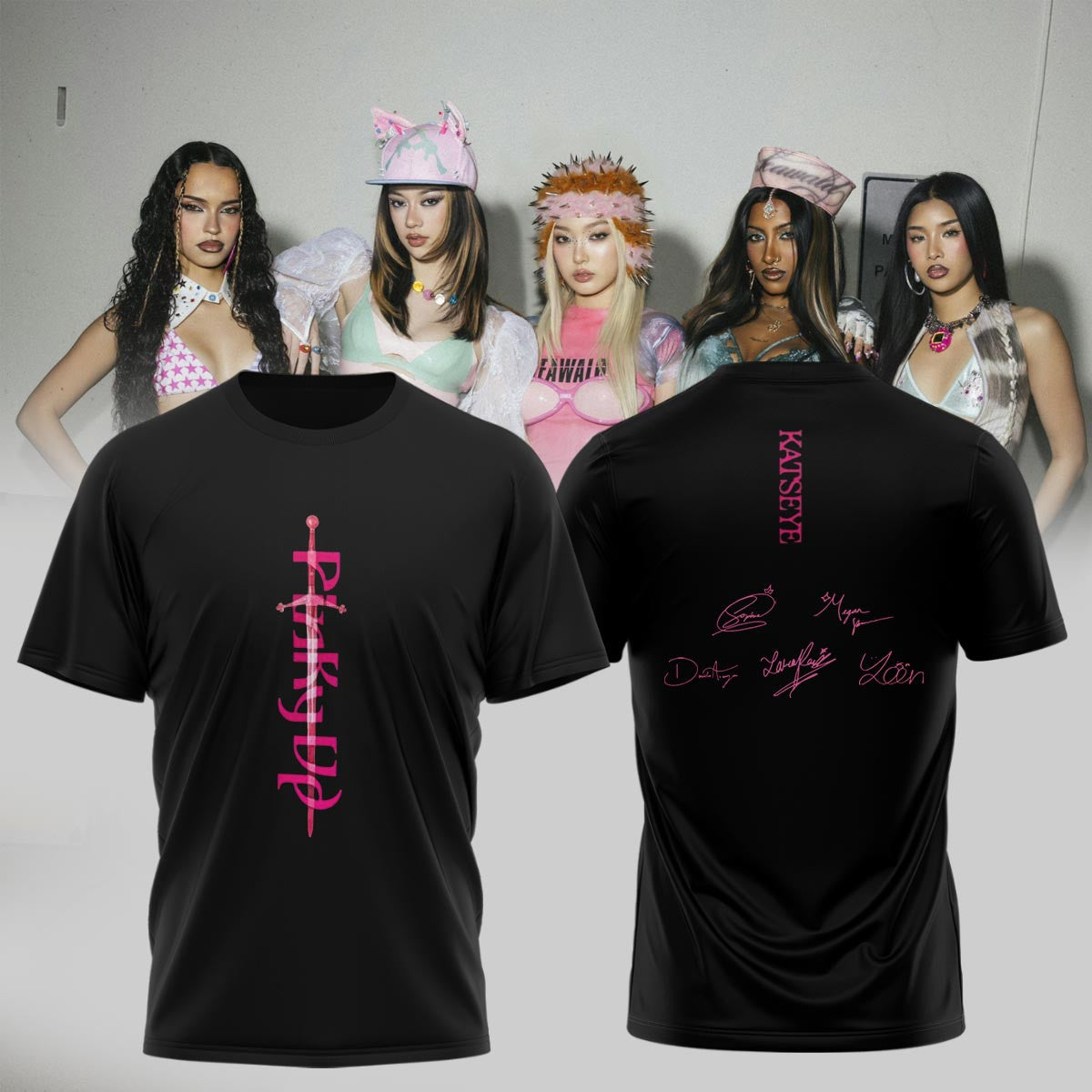 Katseye Merch Pinky Up Signed T-Shirt Katseye Clothing Gifts For Music Lovers - Foxy23shop
