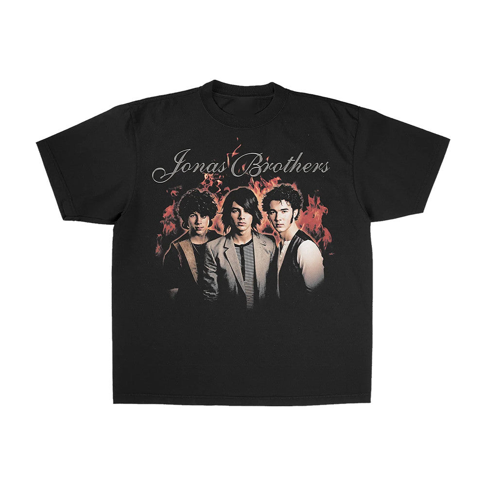 Jonas Brothers Merch Vintage Flames Portrait T-Shirt Best Present For Jonas Brothers Lover - Foxy23shop