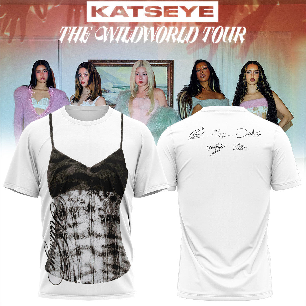 Katseye Merch The Wildworld Tour White Shirt Presents For Katseye Lover - Foxy23shop