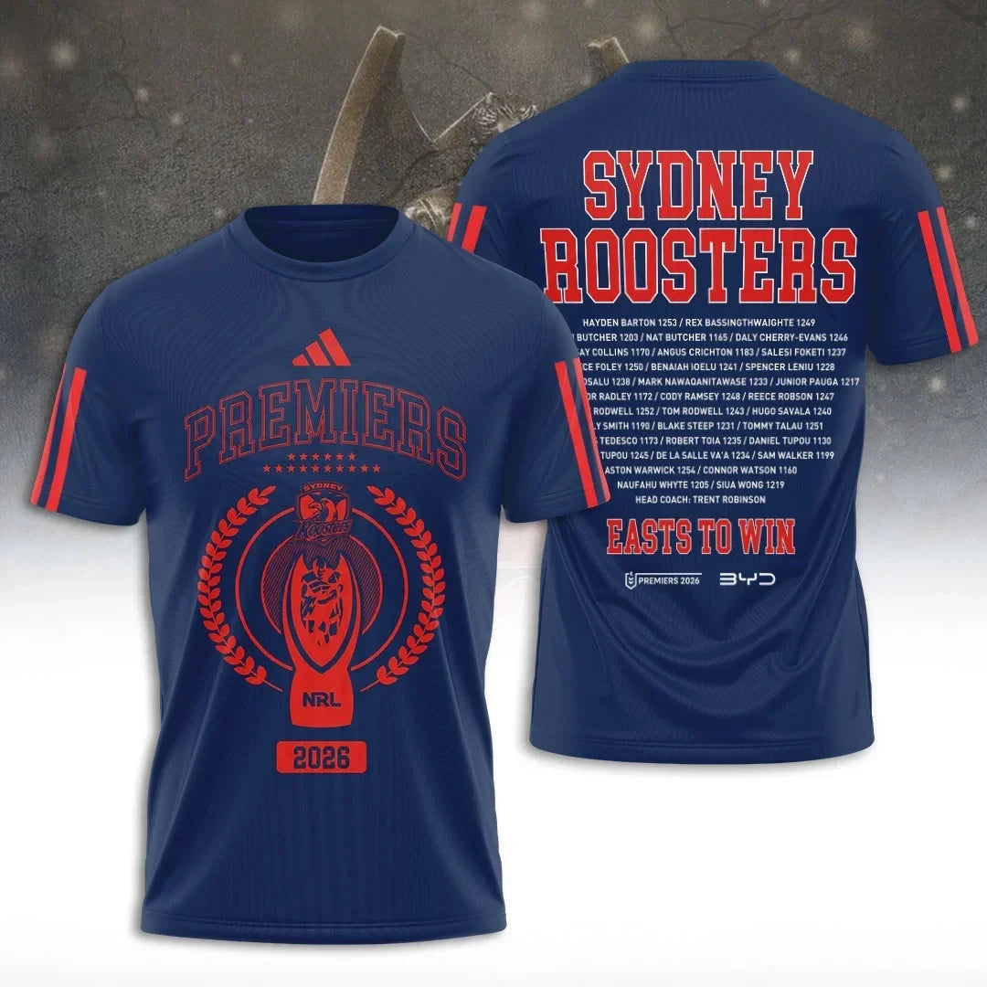 Sydney Roosters NRL Premiers 2026 Shirt Sydney Roosters Gear Gifts For Rugby Fans - Foxy23shop