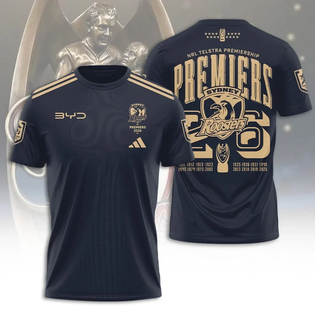 Sydney Roosters NRL Premiers 2026 T-Shirt Sydney Roosters Apparel Cool Gifts For Boyfriend - Foxy23shop