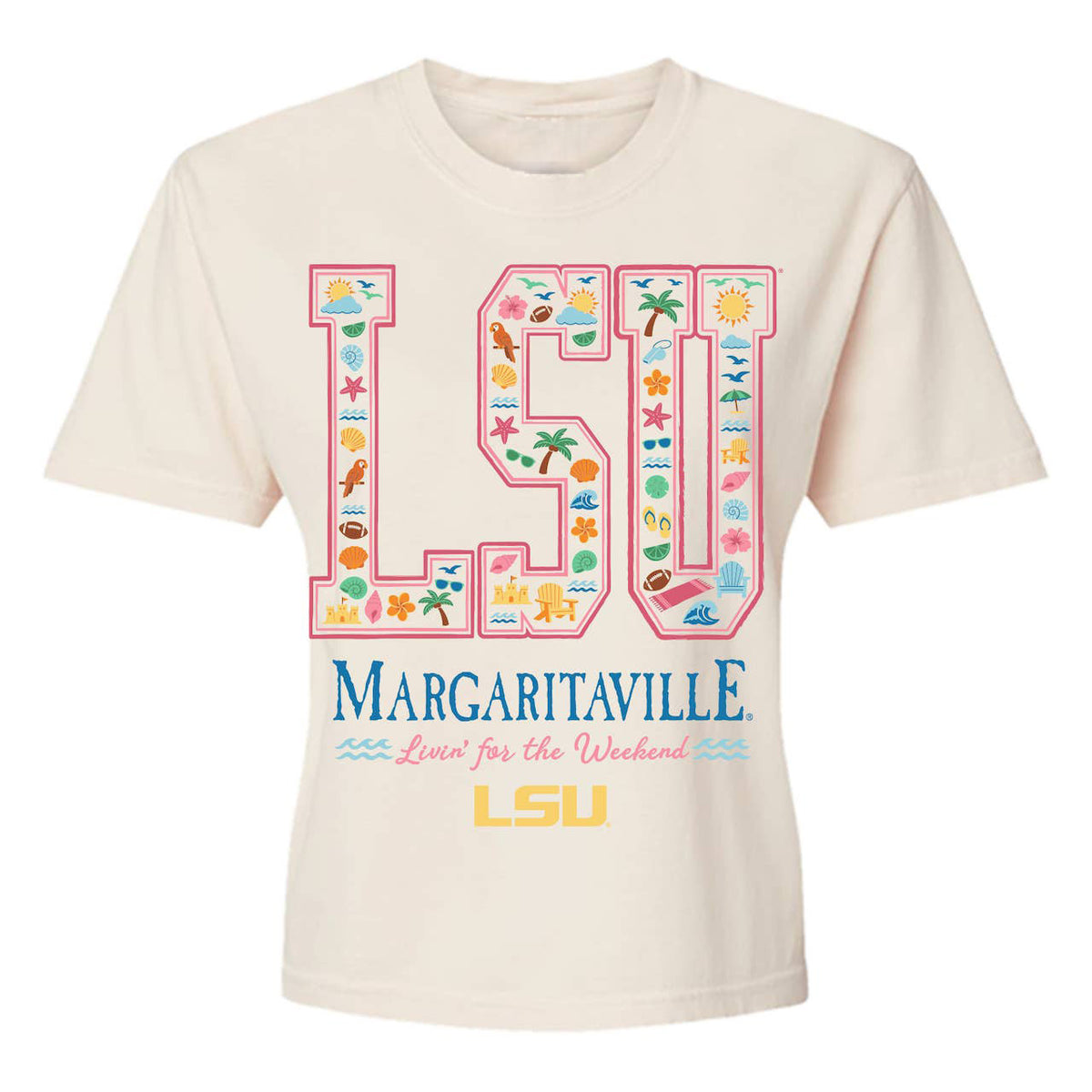 Margaritaville x LSU Tigers Merch Collab Letters T-Shirt Best Gifts For Fans - Foxy23shop