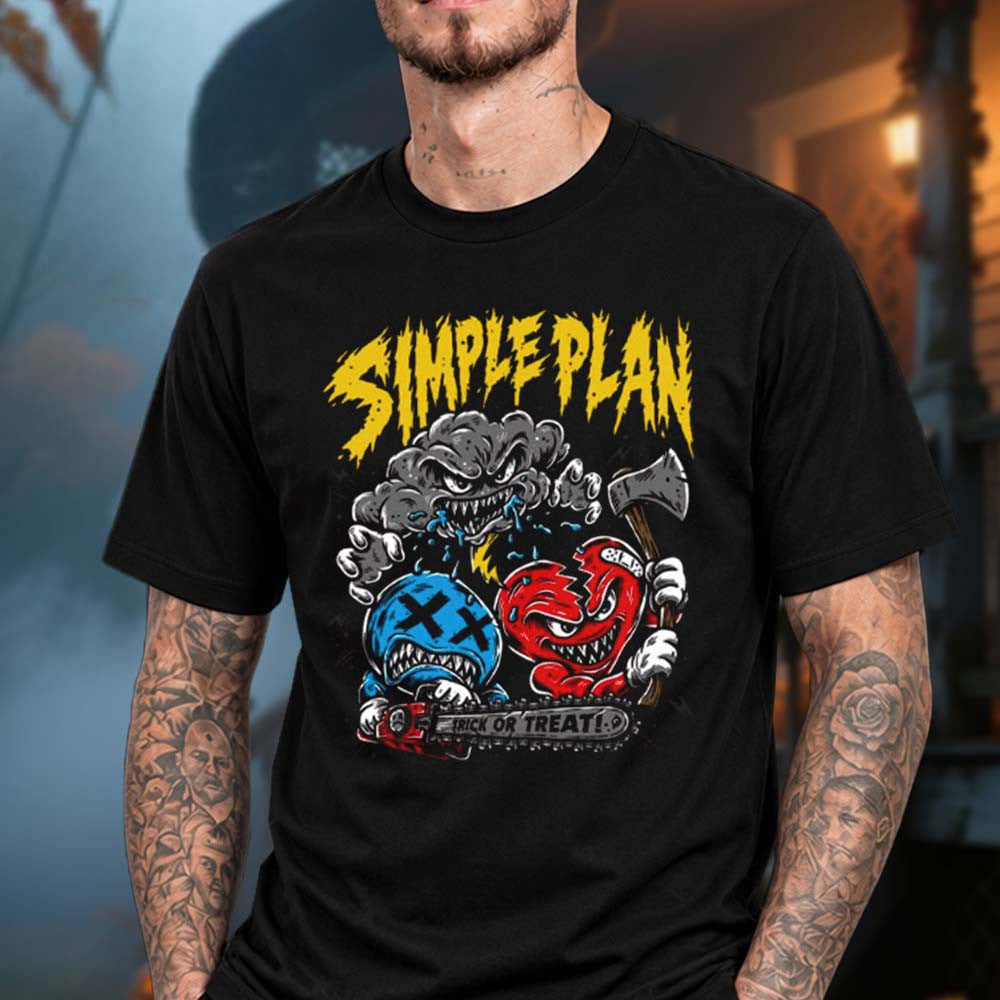 Simple Plan Merch 2026 Halloween Trick Or Treat Black T-Shirt Presents For Simple Plan Fans - Foxy23shop