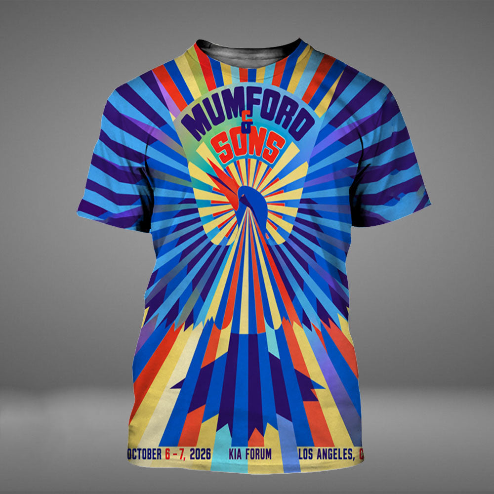 Mumford And Sons Prizefighter Tour Los Angeles CA 2026 Event Poster T-Shirt Mumford And Sons Clothing Fan Gifts - Foxy23shop