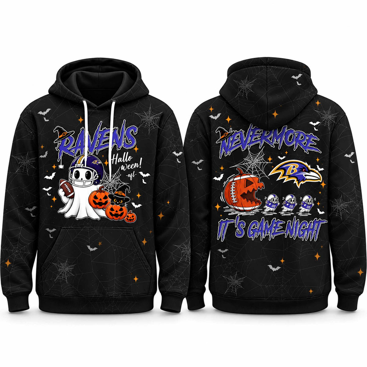 Baltimore Ravens Halloween Nevermore It's Game Night Hoodie Halloween Gifts For Ravens Flock - Foxy23shop