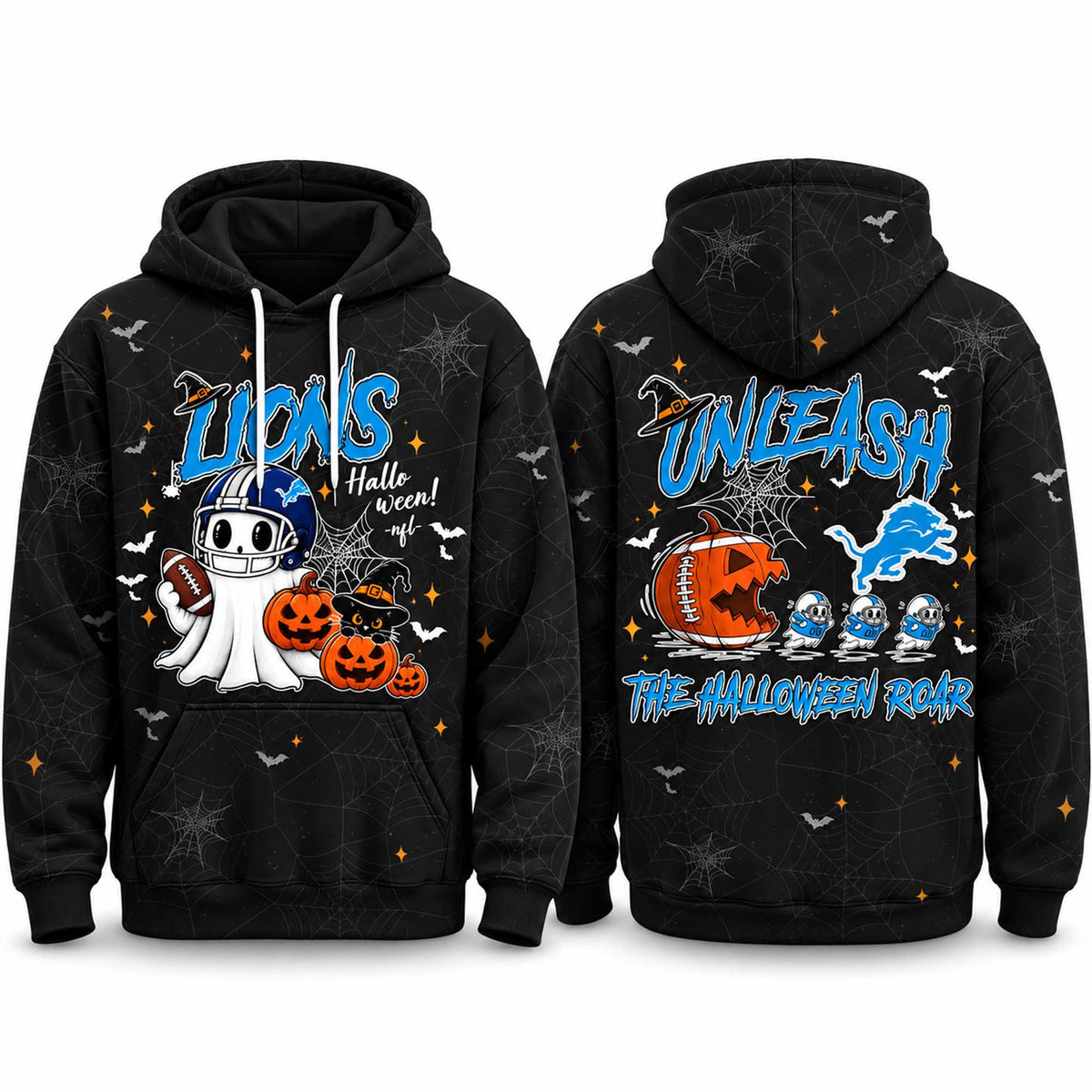 Detroit Lions Merch Unleash The Halloween Roar Hoodie Halloween Gifts For One Pride - Foxy23shop