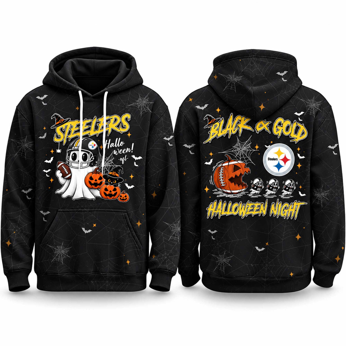 Pittsburgh Steelers Black And Gold Halloween Night Hoodie Pittsburgh Steelers Apparel Fan Gear - Foxy23shop