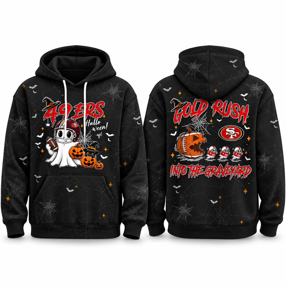 San Francisco 49ers Halloween Gold Rush Into The Graveyard Hoodie Best Gifts For The Faithful - Foxy23shop