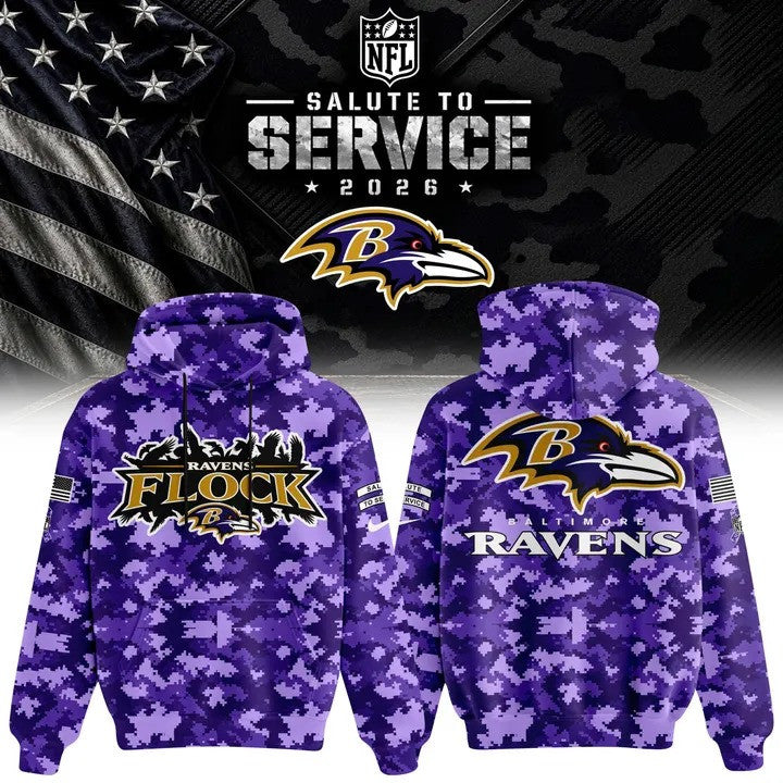 Baltimore Ravens Merch Salute To Service 2026 Hoodie Presents For Ravens Flock - Foxy23shop