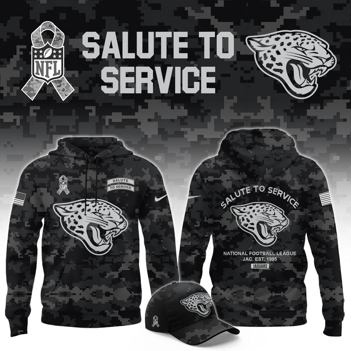 Jacksonvillie Jaguars Merch Salute To Service Hoodie Best Presents For Jaguars Fans - Foxy23shop