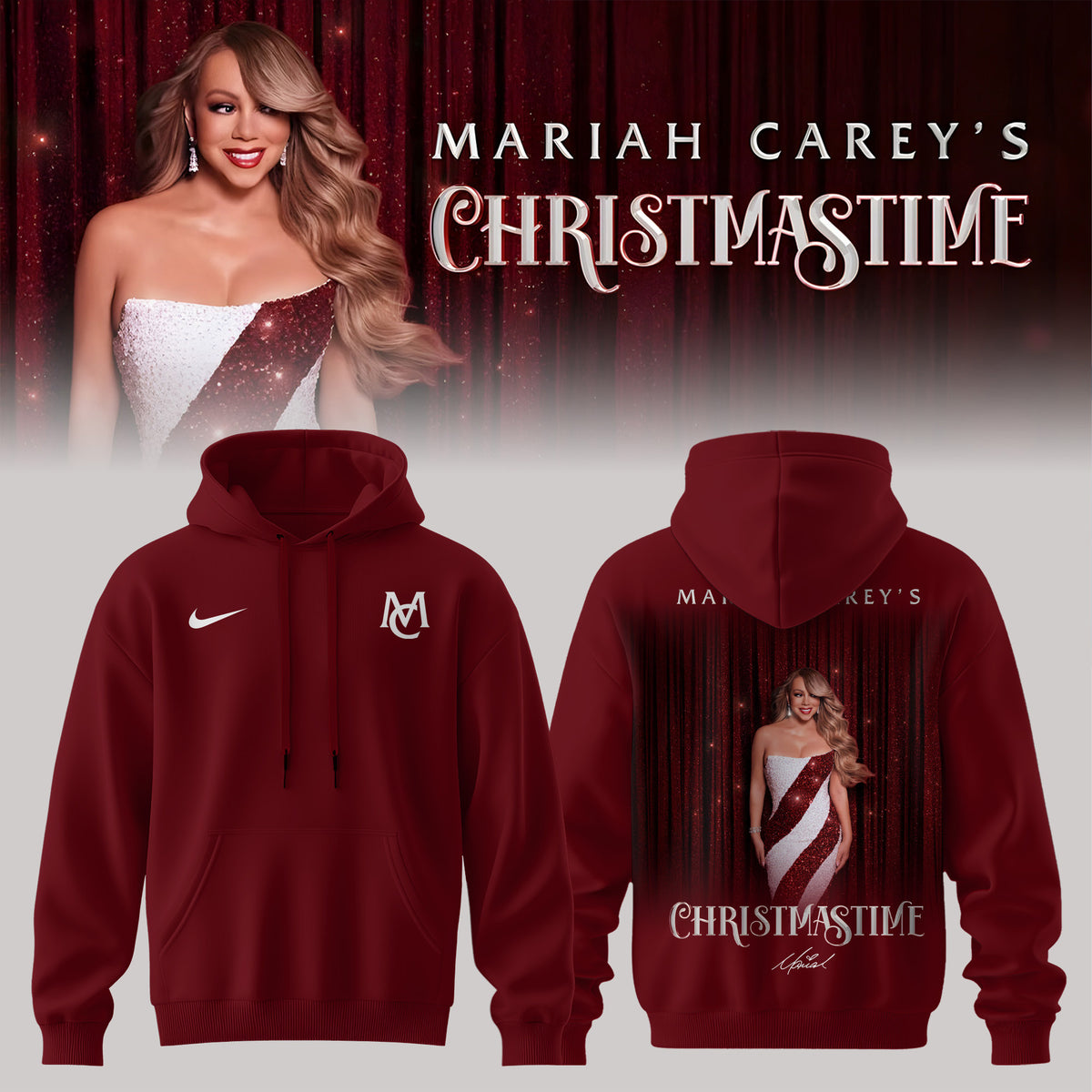 Mariah Careys Merch Christmastime Red Hoodie Mariah Carey Apparel Christmas Gifts For Fans - Foxy23shop