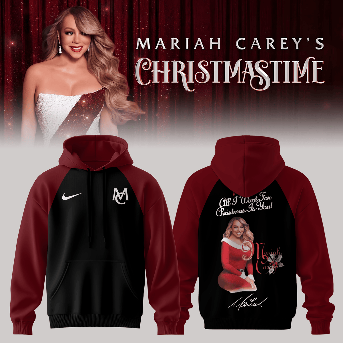 Mariah Careys Merch Christmastime Signed Hoodie Mariah Carey Hooded Sweatshirt Best Fan Gifts - Foxy23shop