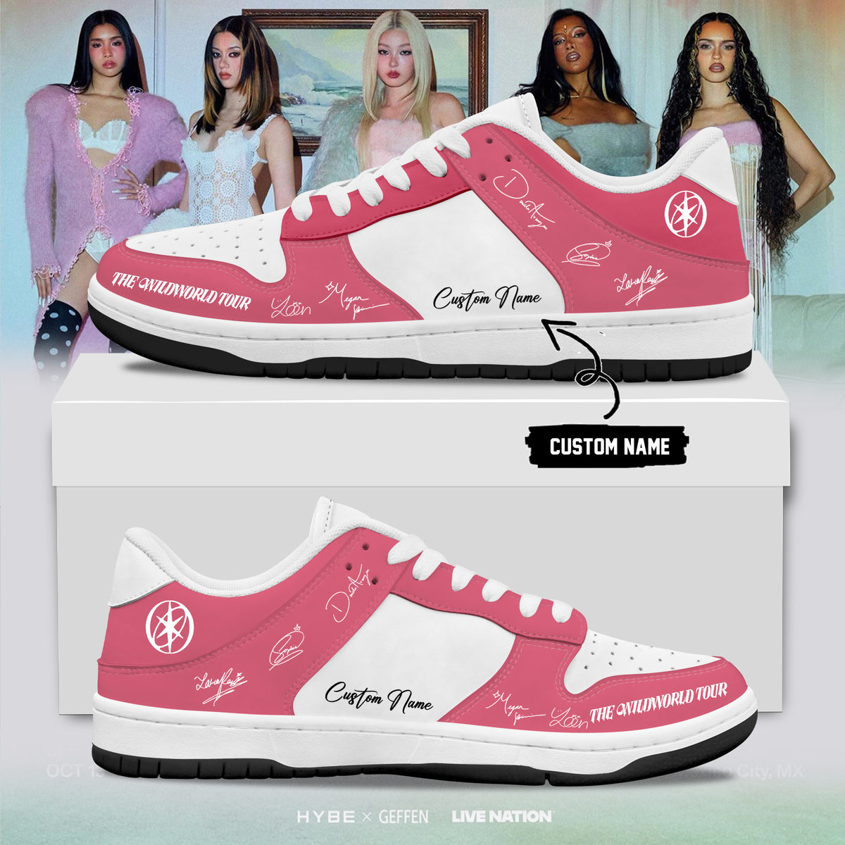 Personalized Katseye Merch The Wildworld Tour Signature Sneakers Presents For Girlfriend - Foxy23shop