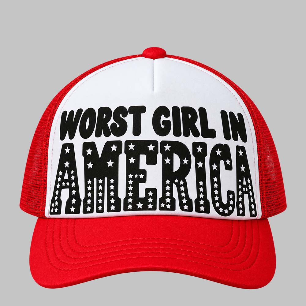 Slayyyter Worst Girl In America Trucker Hat Slayyyter Merch Gifts For Fans - Foxy23shop