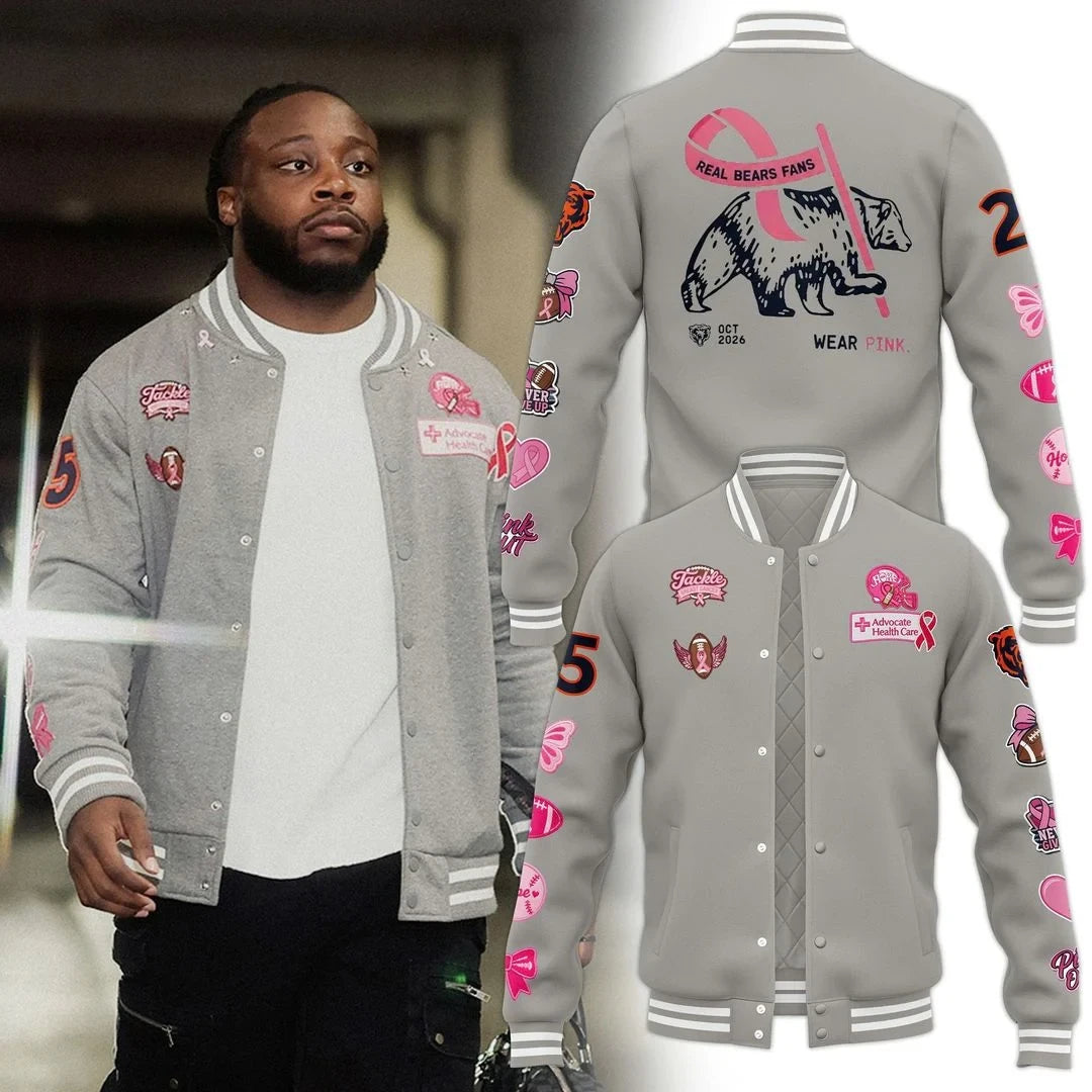 Chicago Bears Breast Cancer Awareness Jacket Chicago Bears Merch Gifts For Fans - Foxy23shop