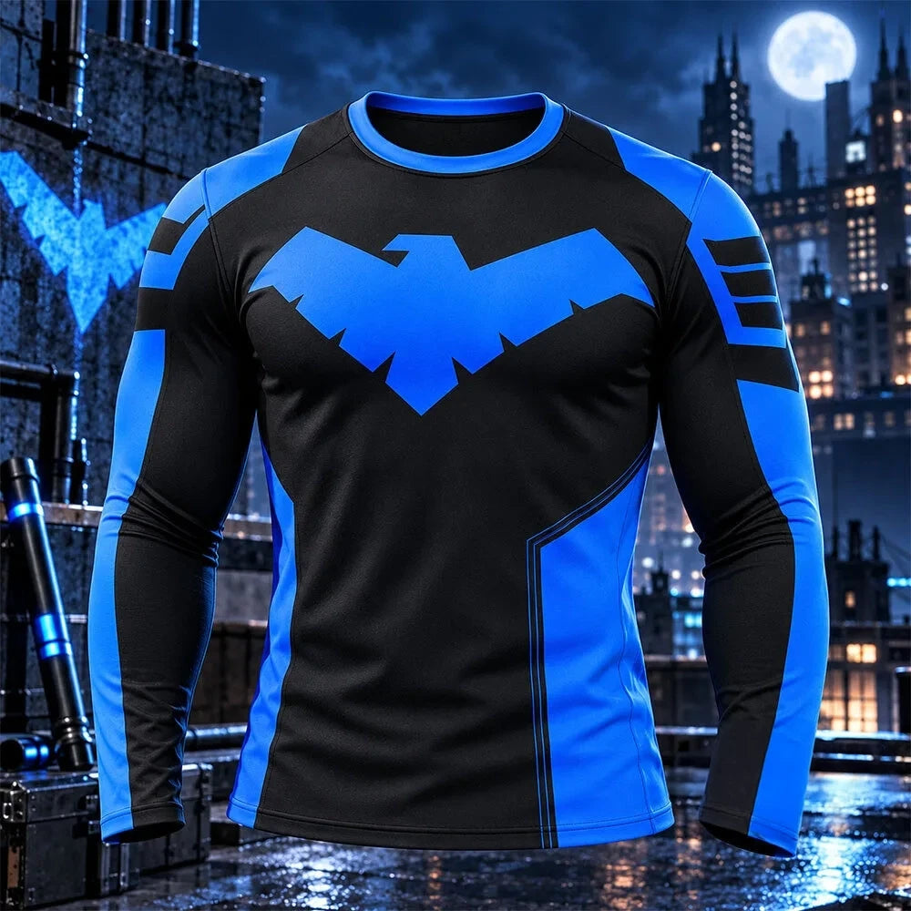 HeroWears Nightwing Compression Eagle Mk1 Sports Long Sleeve Shirt Dick Grayson Apparel Gifts For Brother - Foxy23shop