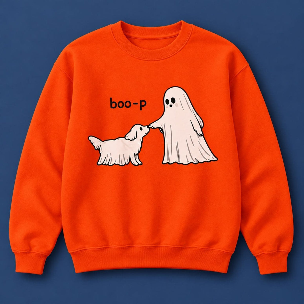 Cute Ghost Dog Boo P Halloween Sweatshirt Spooky Halloween Clothing Gifts For BFF - Foxy23shop