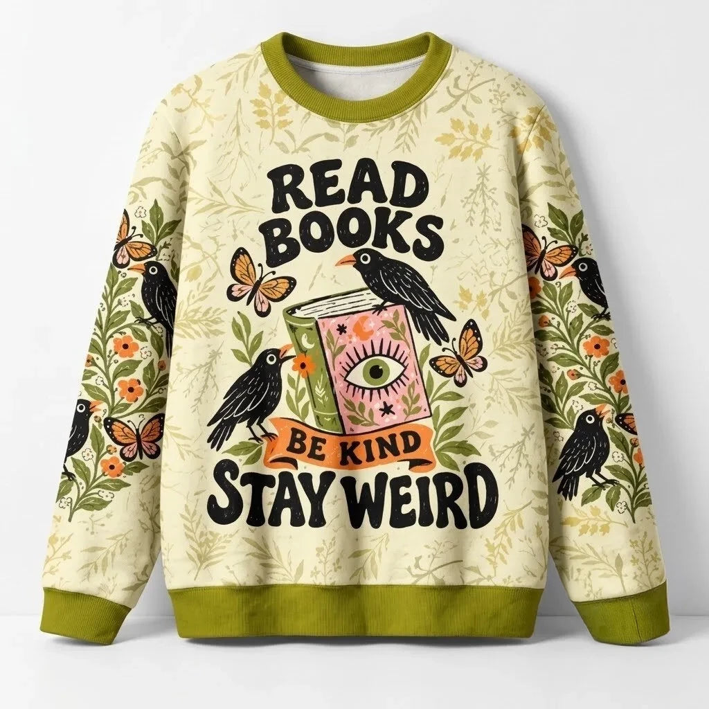 Read Books Be Kind Stay Weird Christmas Sweatshirt Best Presents For Bookworms - Foxy23shop
