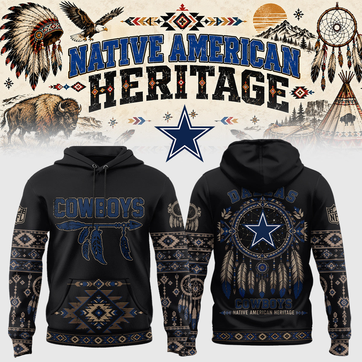 Dallas Cowboys Merch Native American Heritage Hoodie Gifts For Cowboys Nation - Foxy23shop