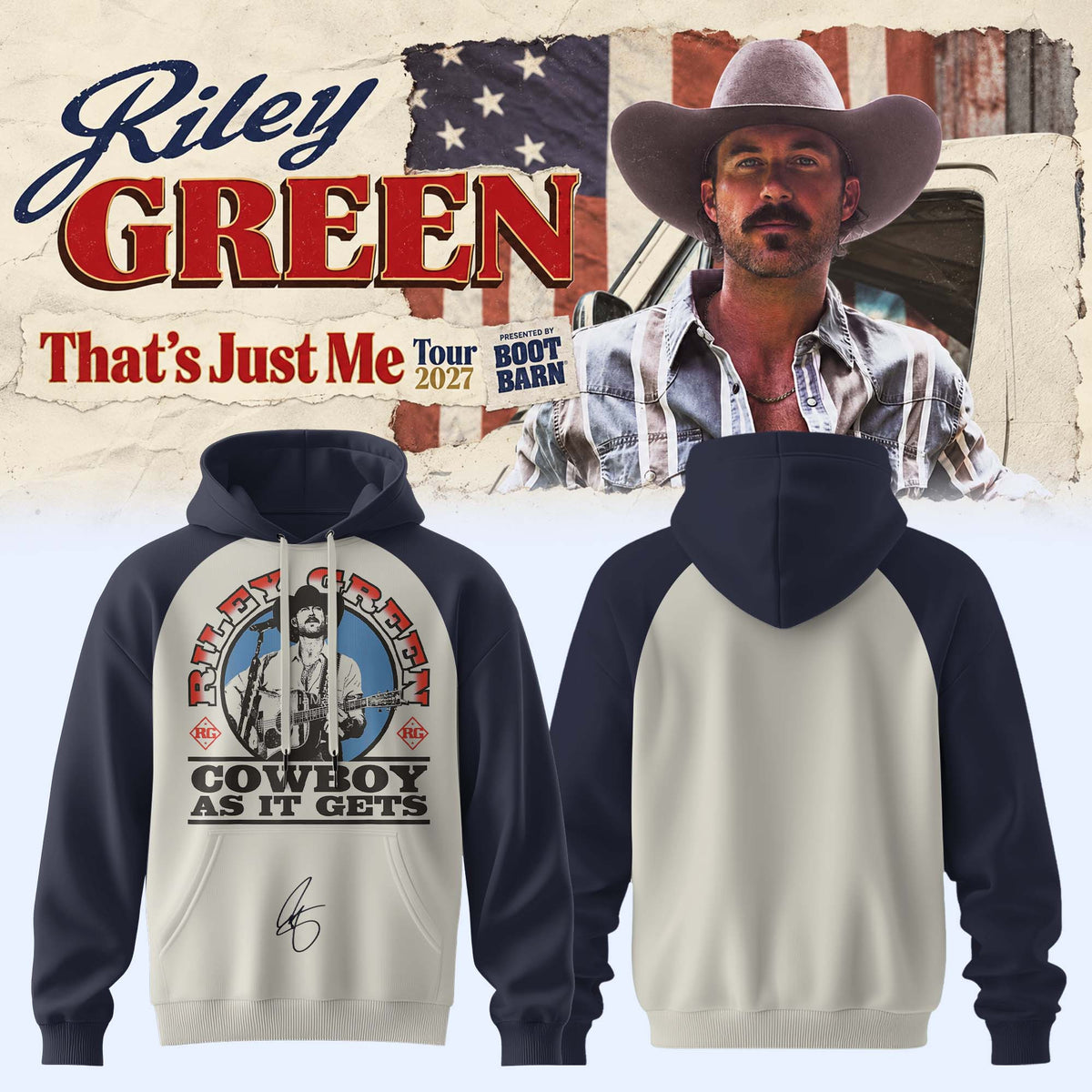 Riley Green Merch Thats Just Me Tour 2027 Hoodie Presents For BFF - Foxy23shop