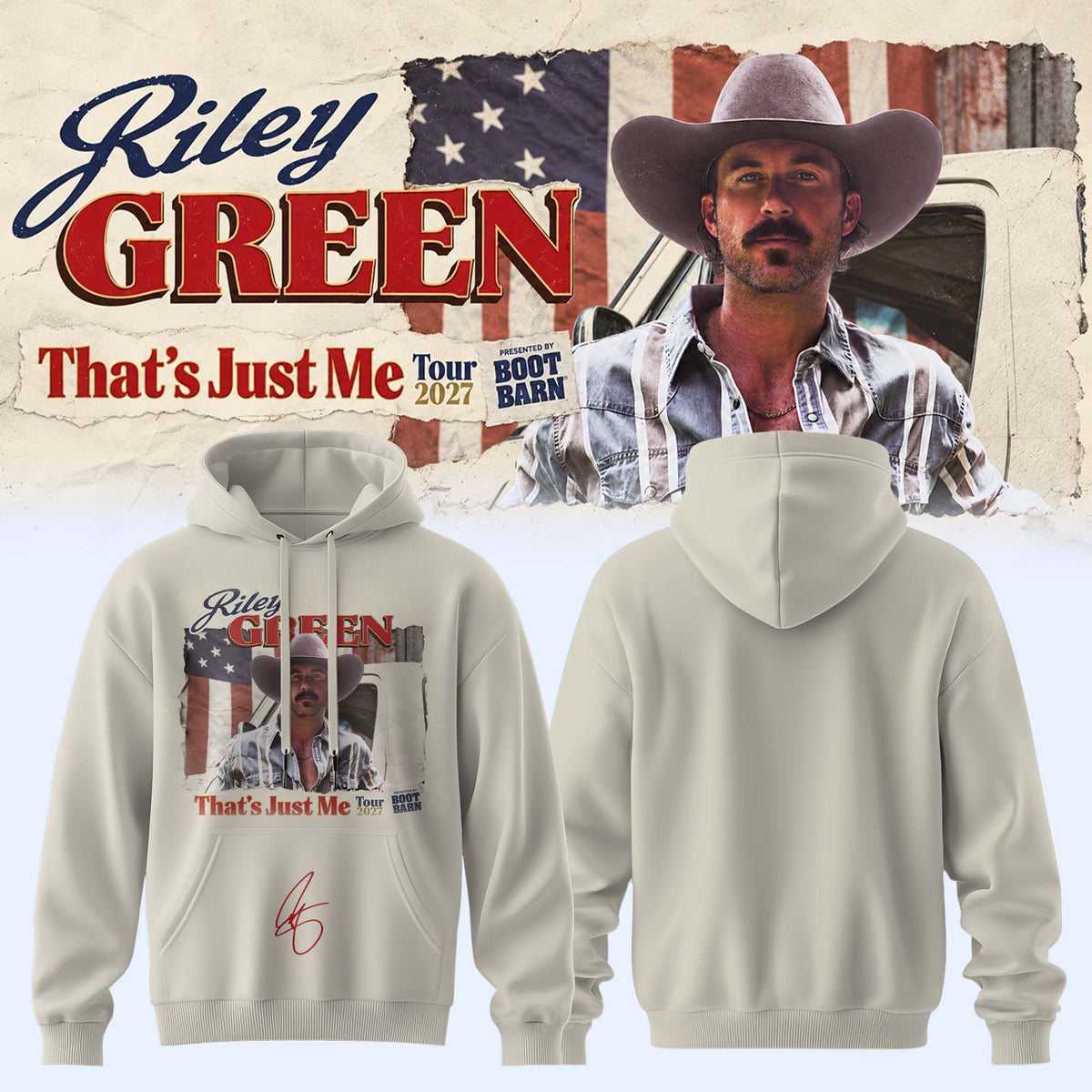 Riley Green Merch Thats Just Me Tour 2027 Signed Hoodie Gift Ideas For Country Music Fans - Foxy23shop