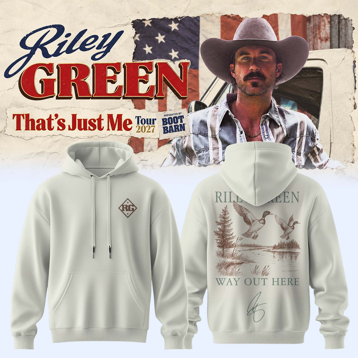 Riley Green Merch Thats Just Me Tour 2027 Signature Hoodie Presents For Brothers - Foxy23shop
