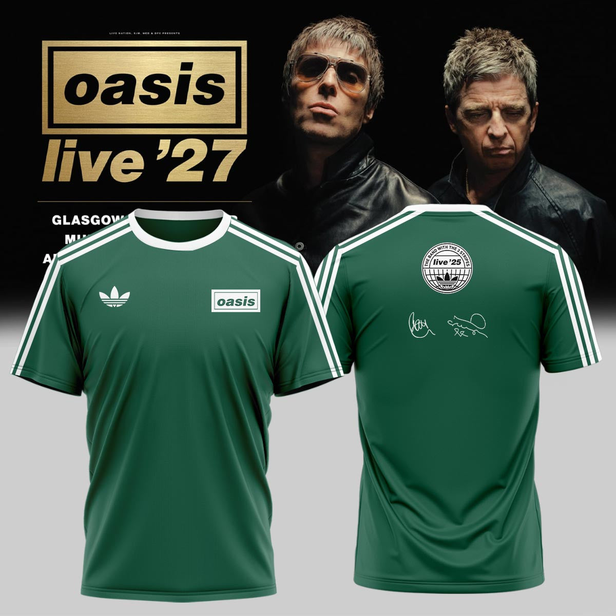 Oasis Merch Live 27 Tour Signature T-Shirt Oasis Concert Outfits Unique Gifts For Rock Lovers - Foxy23shop