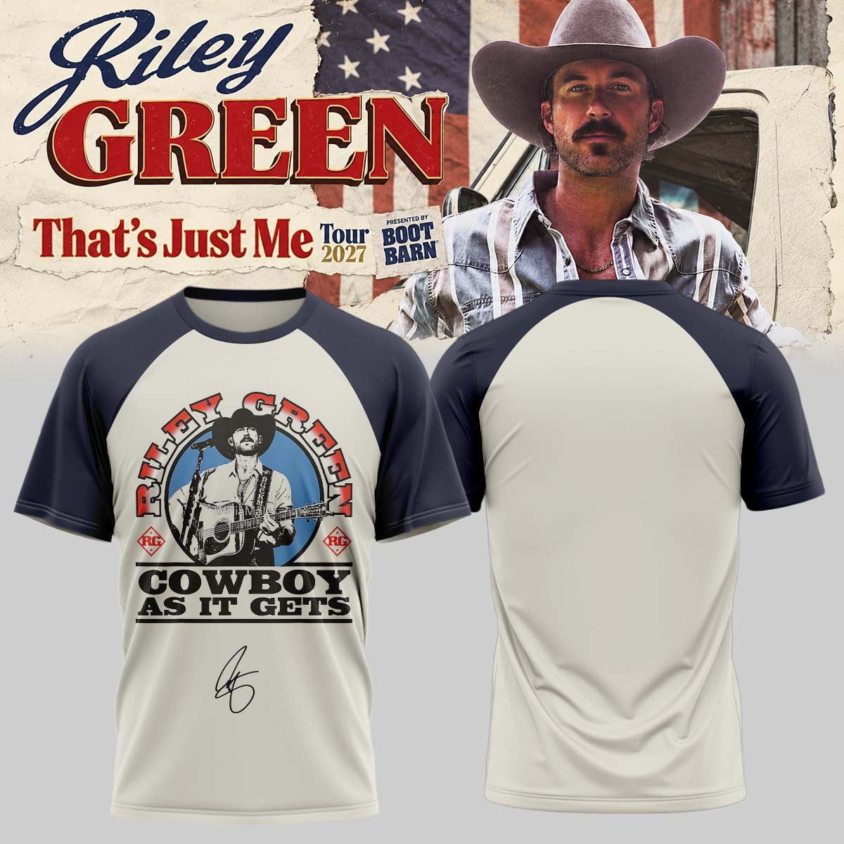 Riley Green Merch Thats Just Me Tour 2027 T-Shirt Presents Idea For Riley Green Lovers - Foxy23shop
