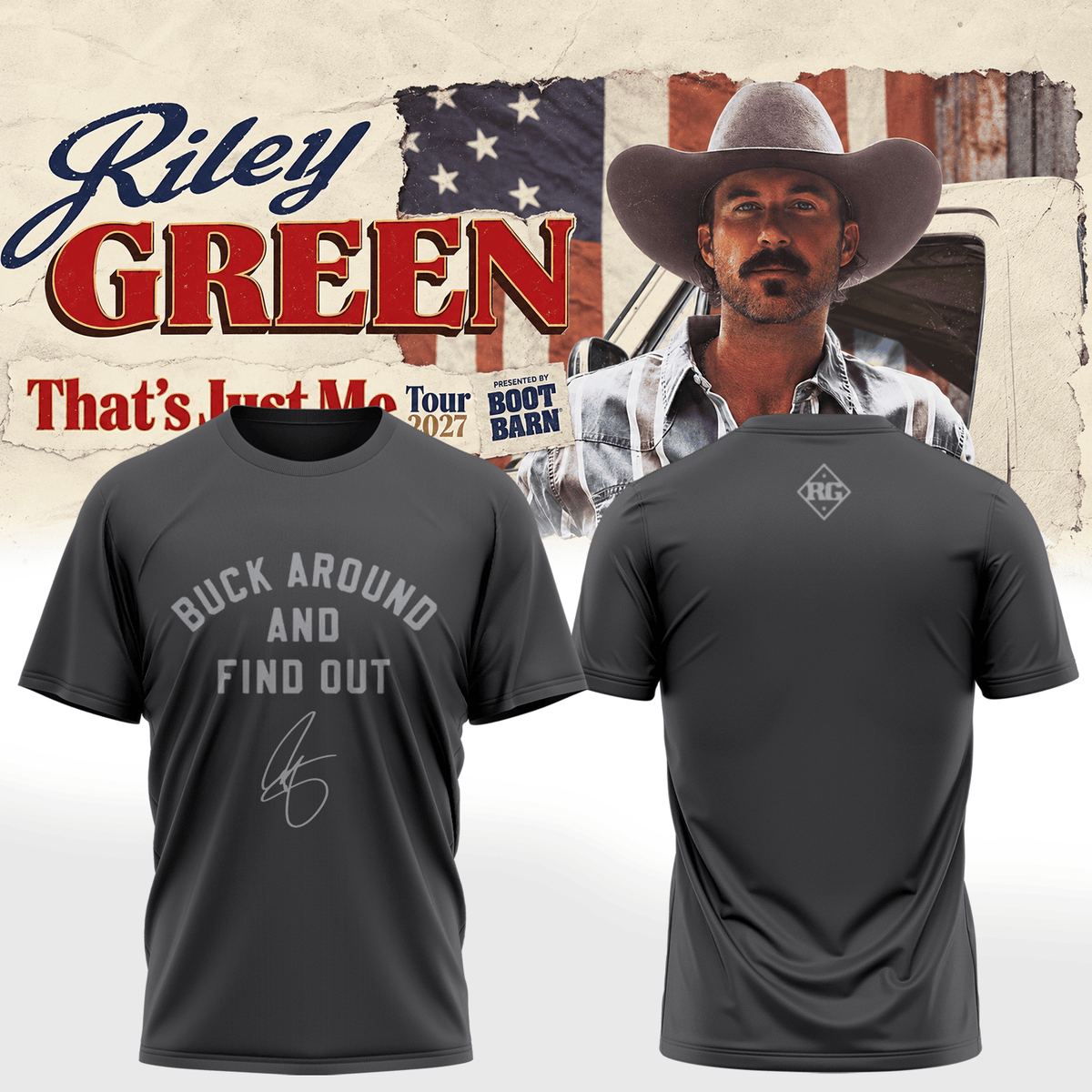 Riley Green Merch Thats Just Me Tour 2027 Signature Shirt Gifts For Fans - Foxy23shop