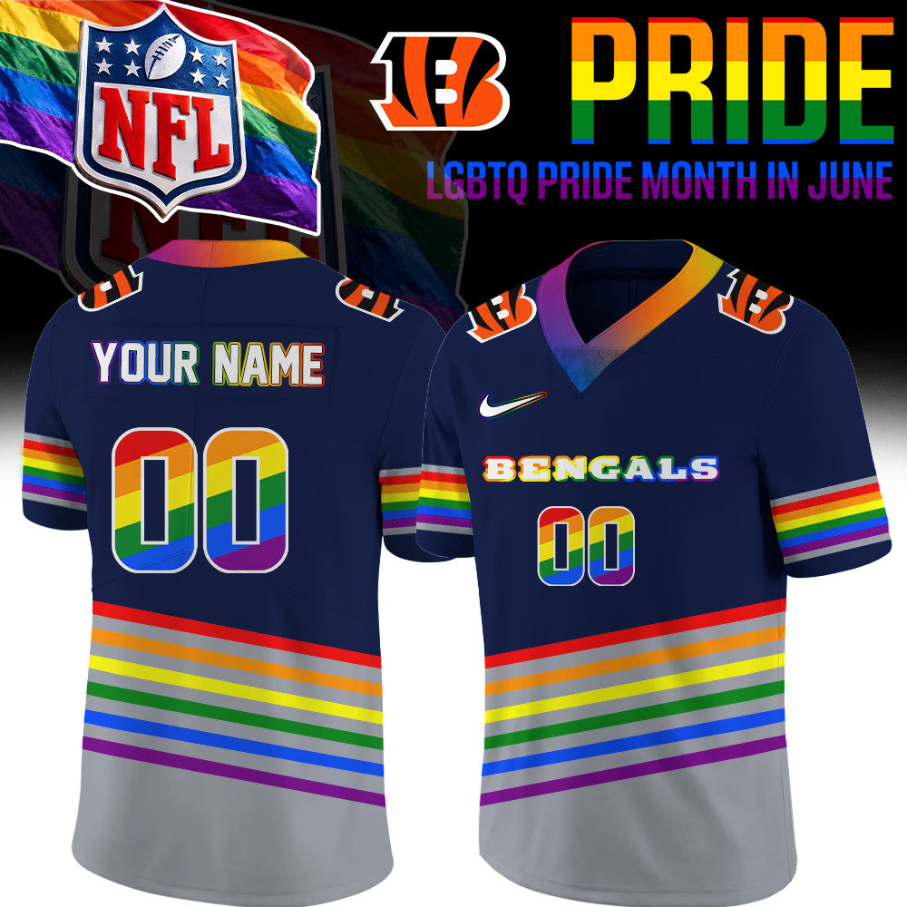 Custom Cincinnati Bengals Merch LGBTQ Pride Month Jersey Cool Gifts For Fans - Foxy23shop