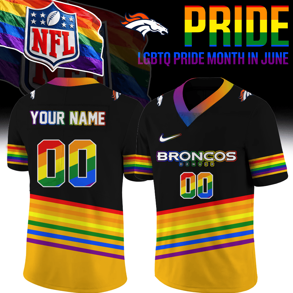 Custom Denver Broncos Merch LGBTQ Pride Month Jersey Presents For Denver Broncos Fans - Foxy23shop