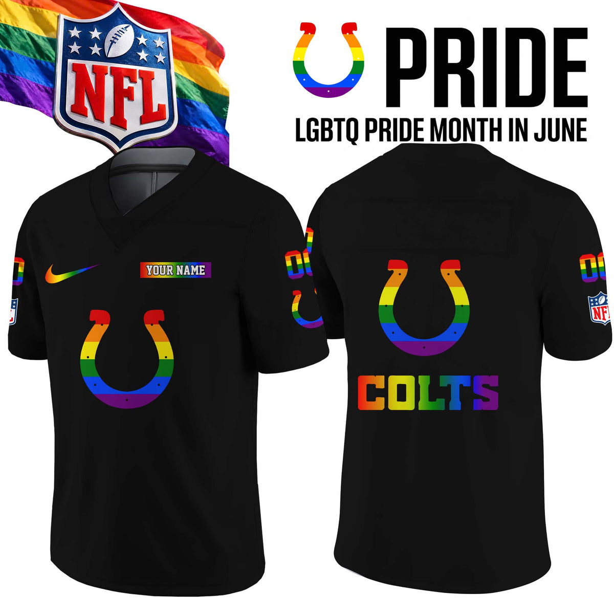 Custom Indianapolis Colts Merch LGBTQ Pride Month Jersey 2026 Colts Apparel Fan Gear - Foxy23shop
