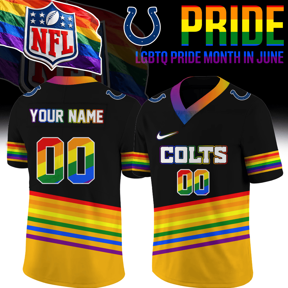 Custom Indianapolis Colts Merch LGBTQ Pride Month Jersey Best Gifts For Football Fans - Foxy23shop