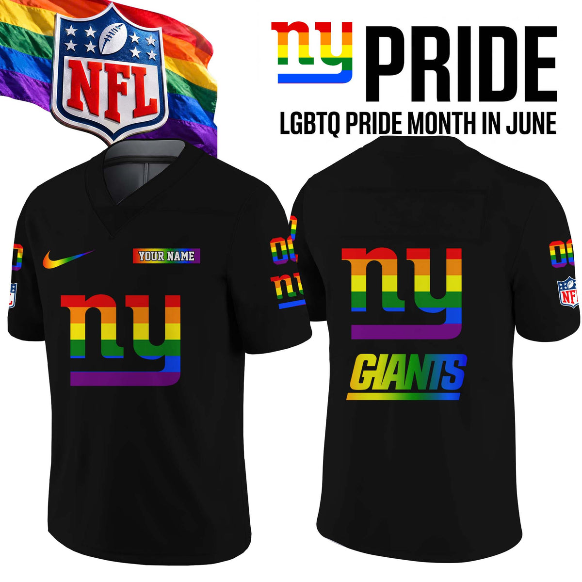 Custom New York Giants Merch LGBTQ Pride Month Jersey Gifts Ideas For Giants Lover - Foxy23shop