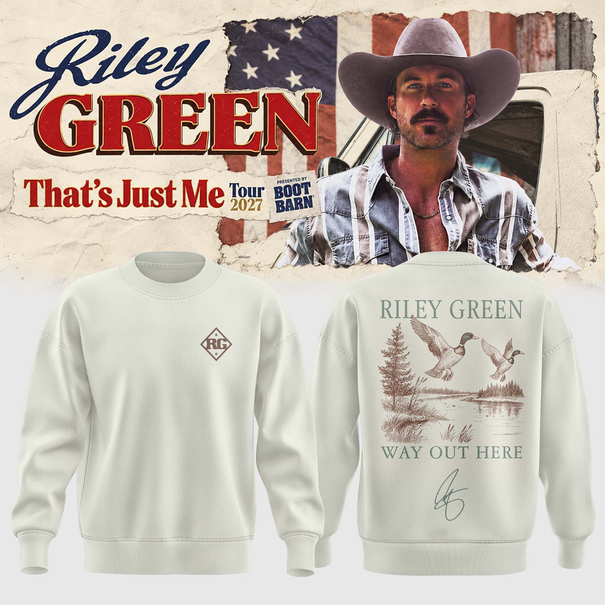 Riley Green Merch Thats Just Me Tour 2027 Sweatshirt Riley Green Concert Outfits - Foxy23shop