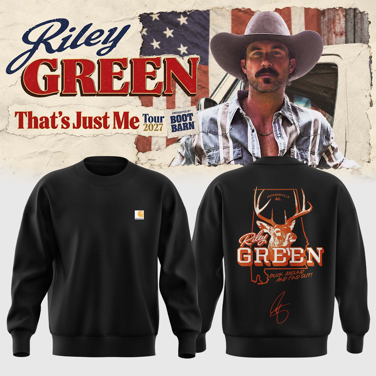 Riley Green Merch Thats Just Me Tour 2027 Sweatshirt Gifts For Riley Green Fans - Foxy23shop