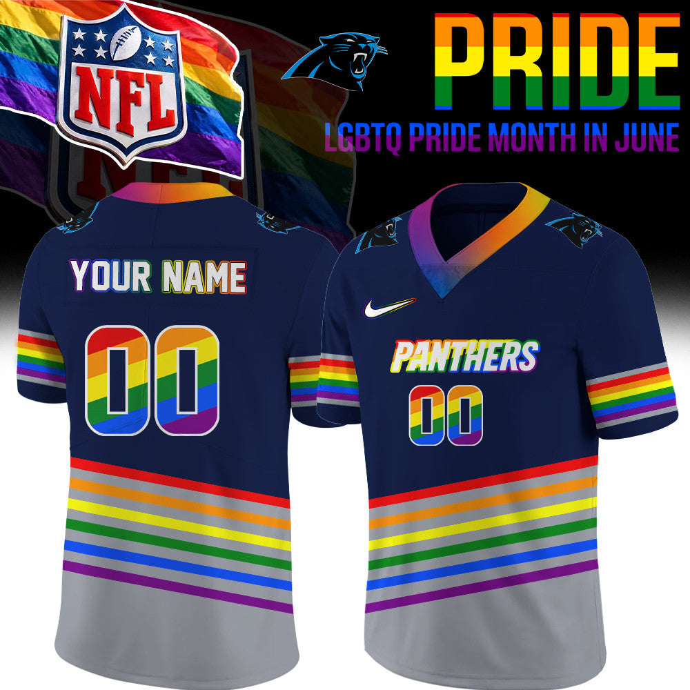 Personalized Carolina Panthers Merch LGBTQ Pride Month Jersey Football Lover Gifts - Foxy23shop