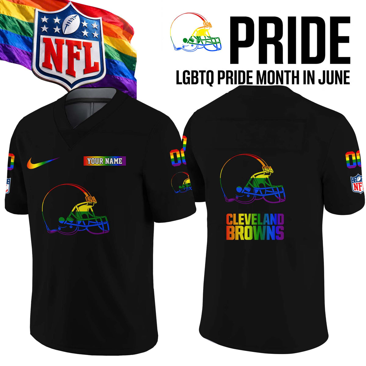 Personalized Cleveland Browns Merch LGBTQ Pride Month Jersey Gifts Ideas For Football Lovers - Foxy23shop