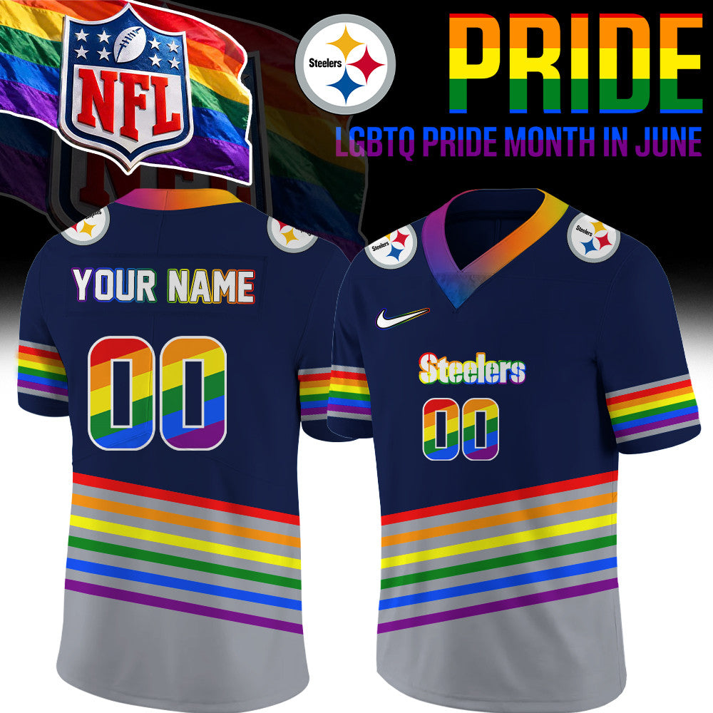 Personalized Pittsburgh Steelers Merch LGBTQ Pride Month Jersey Gifts For Steeler Nation - Foxy23shop