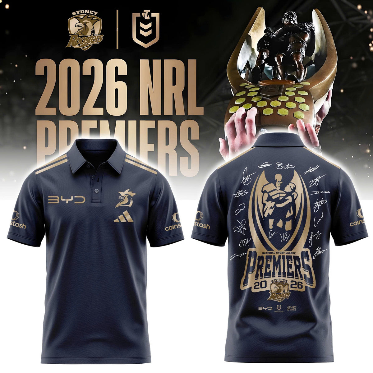 Sydney Roosters 2026 NRL PREMIERS Polo Shirt Sydney Roosters Merch Gifts For Husband - Foxy23shop