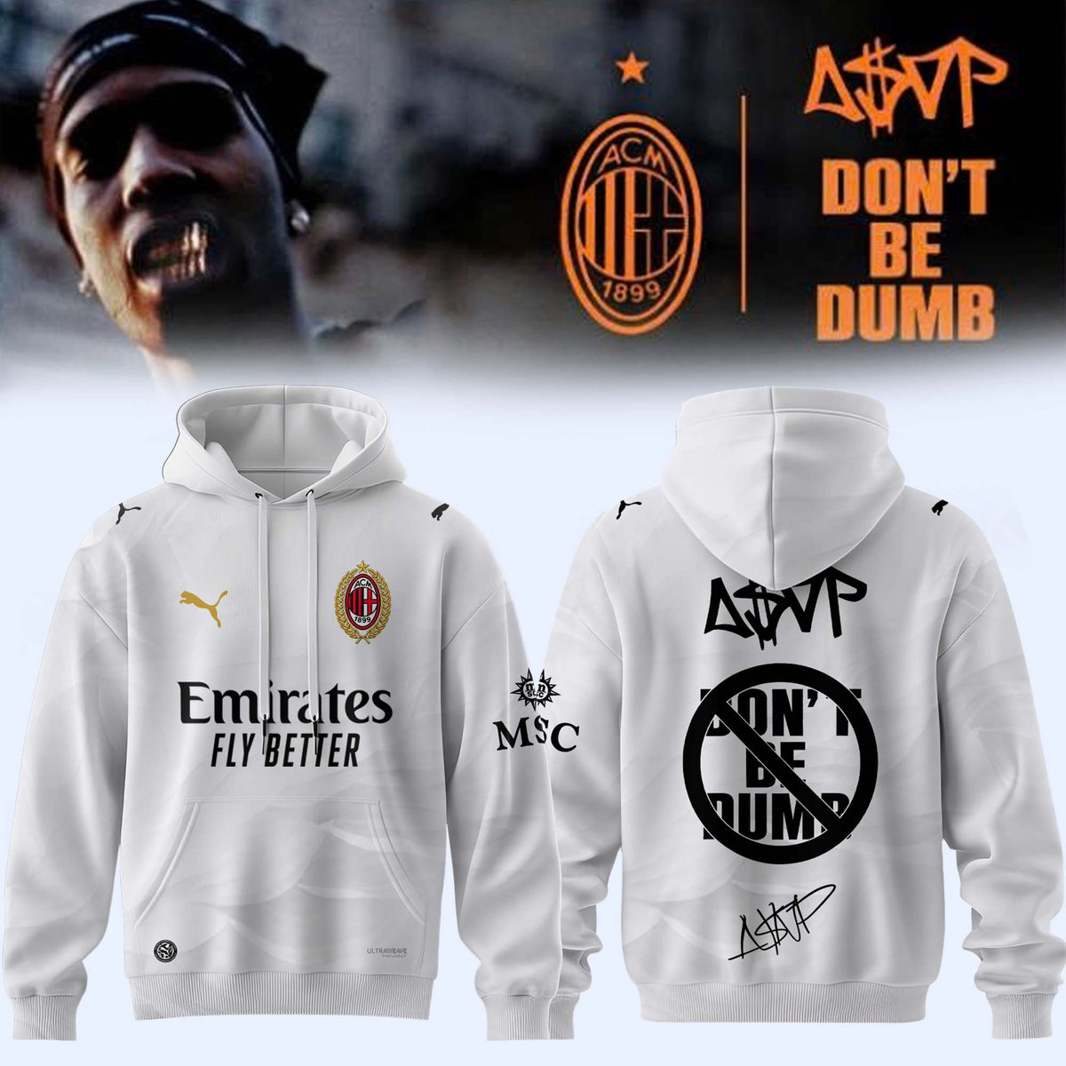 ASAP Rocky AC Milan Signature Hoodie ASAP Rocky Merch Gifts For Music Lovers - Foxy23shop