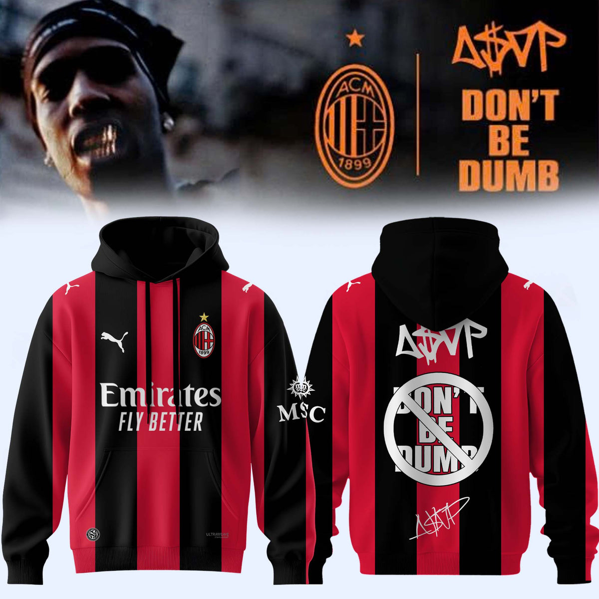 ASAP Rocky AC Milan Signature Signed Hoodie ASAP Rocky Apparel Present For Fans - Foxy23shop