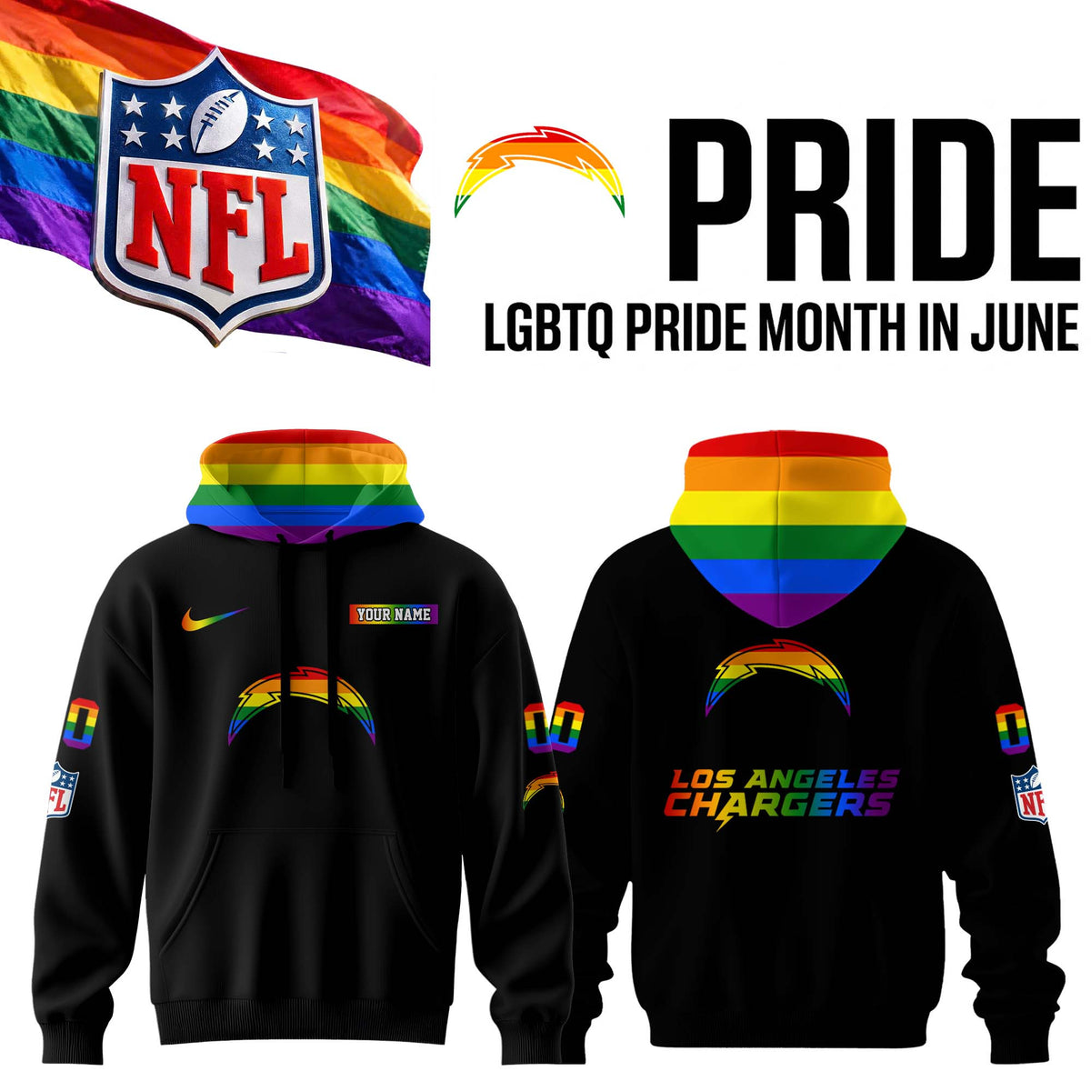 Personalized Los Angeles Rams Merch LGBTQ Pride Month Hoodie Best Gifts For Ramily - Foxy23shop