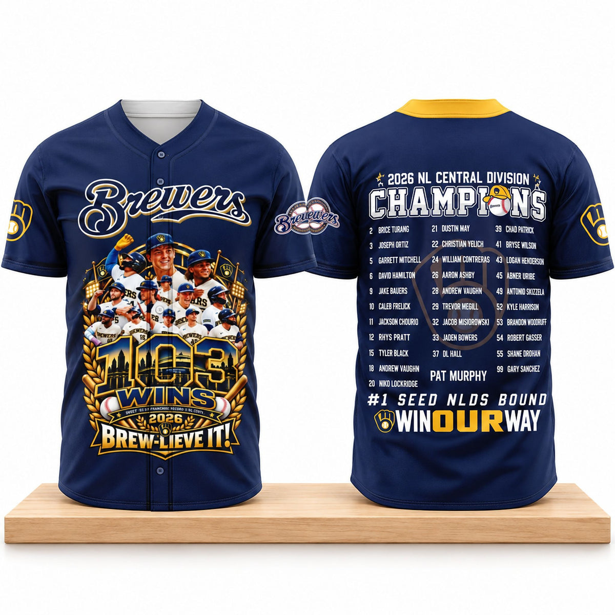 Milwaukee Brewers 2026 NL Central Division Champions 103 Wins Jersey Milwaukee Brewers Merch Fan Gear - Foxy23shop