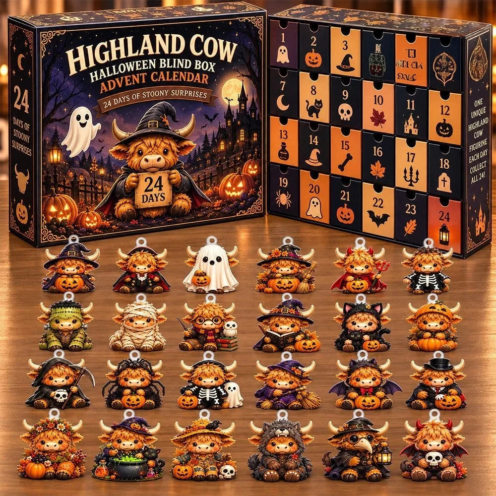 Highland Cow Halloween Blind Box Advent Calendar Christmas Eve Countdown Gifts For BFF - Foxy23shop