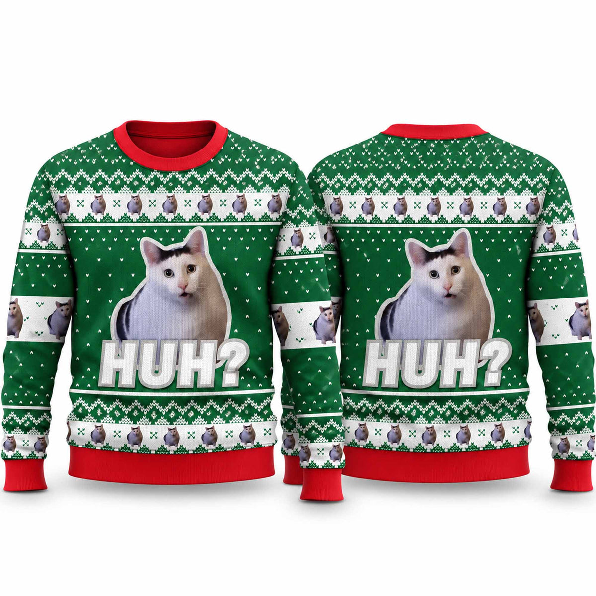 Christmas Huh Cat Meme Ugly Sweater Funny Christmas Apparel Xmas Gifts For Cat Lovers - Foxy23shop