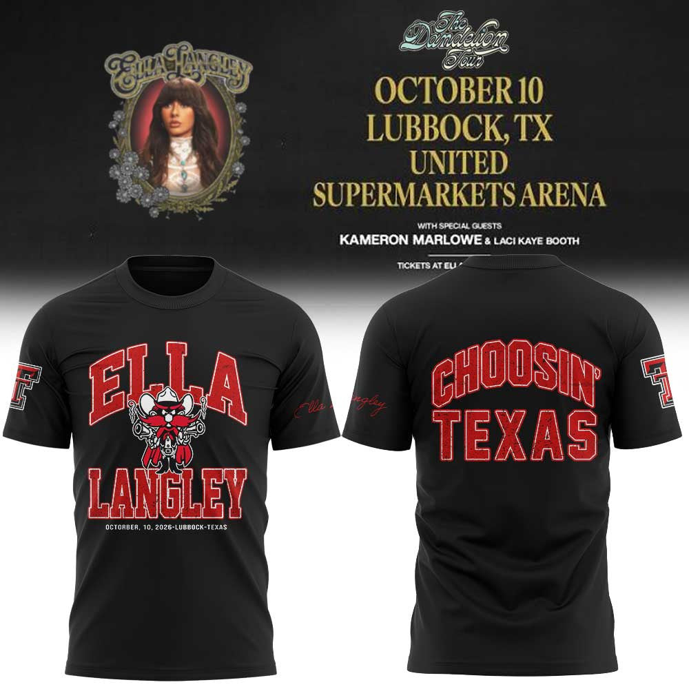 Ella Langley x Texas Tech The Dandelion Tour 2026 T-Shirt Presents For Ella Langley Fans - Foxy23shop