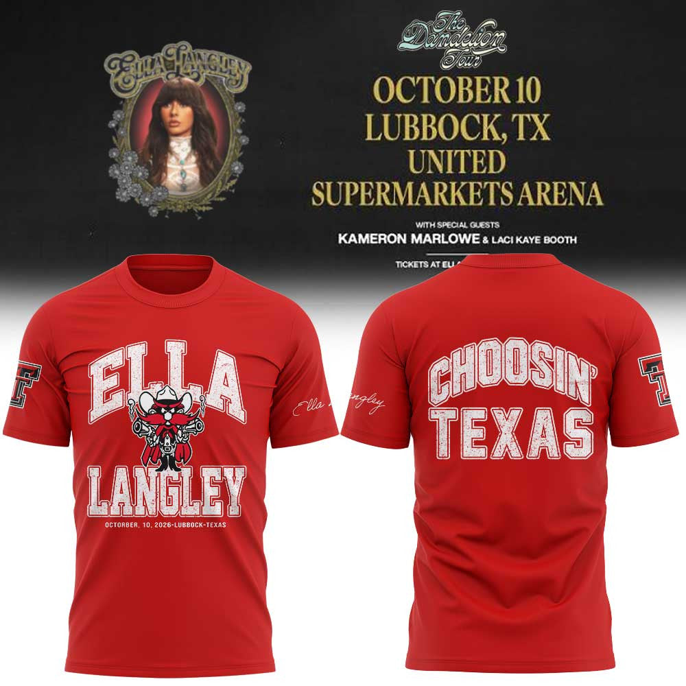 Ella Langley x Texas Tech The Dandelion Tour 2026 T-Shirt Unique Gifts For Music Lovers - Foxy23shop