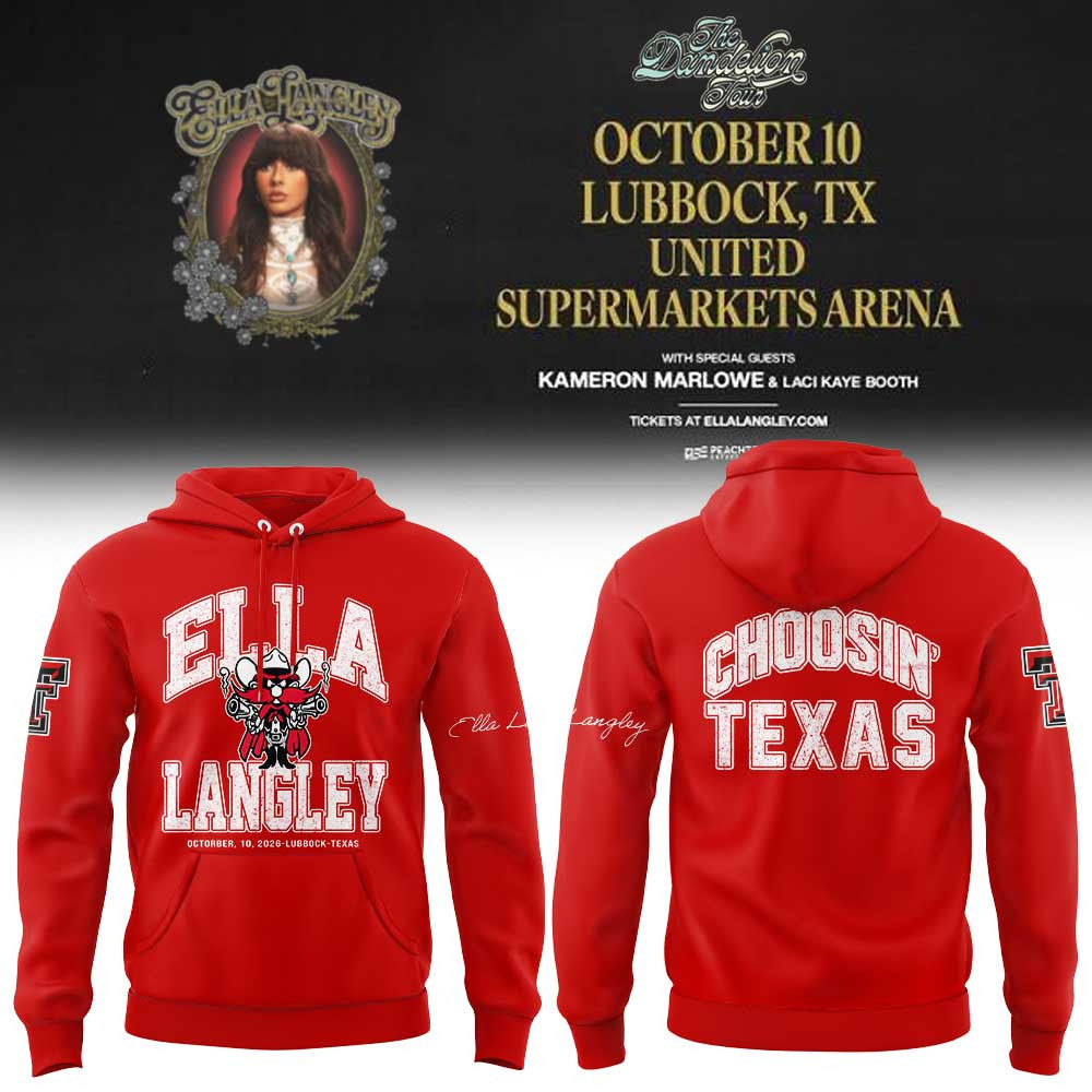 Ella Langley x Texas Tech The Dandelion Tour 2026 Hoodie Ella Langley Apparel Fan Gifts - Foxy23shop